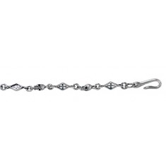 4mm Skull Head & Cross Chain, 18" - 24" Length, Sterling Silver